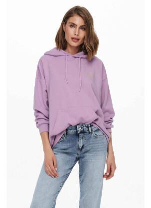 Sweat-shirt à capuche violet ONLY pour femme