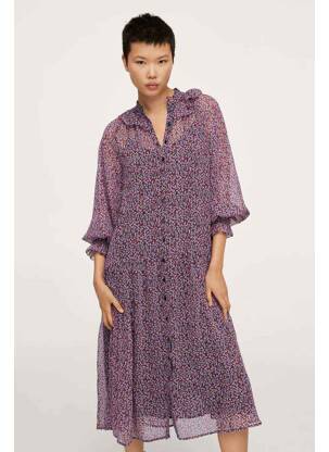 Robe mi-longue rouge MANGO femme