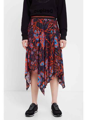 Jupe mi-longue bleu DESIGUAL femme