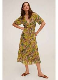 Robe longue jaune MANGO femme