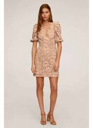 Robe mi-longue beige MANGO femme