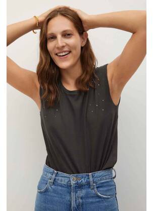 T-shirt gris MANGO femme
