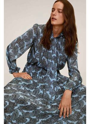 Jupe longue bleu MANGO femme