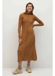 Robe longue marron MANGO femme