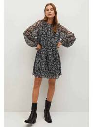 Robe mi-longue noir MANGO femme