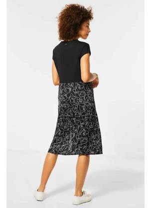 Robe mi-longue noir STREET ONE femme