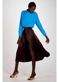 Jupe mi-longue marron ASTRID BLACK LABEL femme