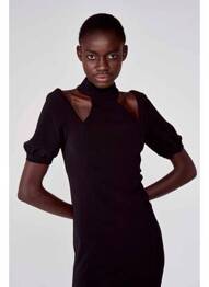 Robe mi-longue noir ASTRID BLACK LABEL femme