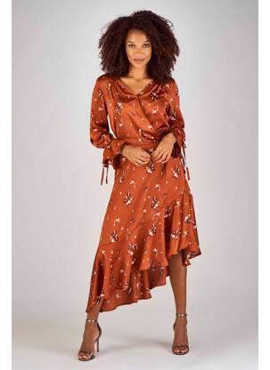 Robe mi-longue marron CLOUDS OF FASHION femme