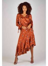 Robe mi-longue marron CLOUDS OF FASHION femme