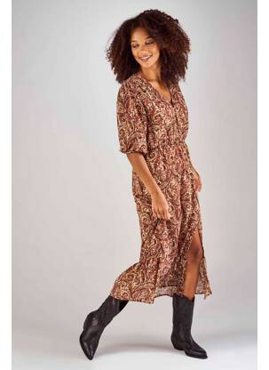 Robe mi-longue marron CLOUDS OF FASHION femme
