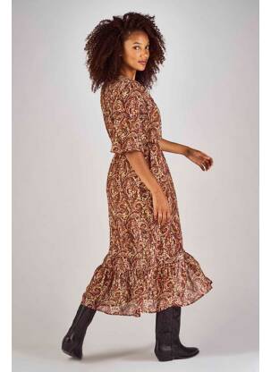 Robe mi-longue marron CLOUDS OF FASHION femme