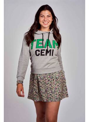 Sweat-shirt à capuche gris CEMI femme