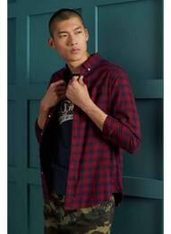 Chemise manches longues bleu SUPERDRY homme