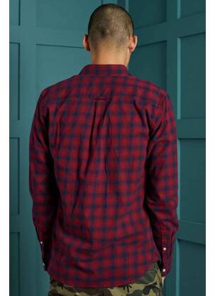 Chemise manches longues bleu SUPERDRY homme