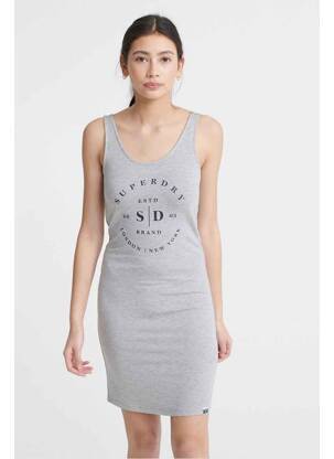 Robe mi-longue gris SUPERDRY femme