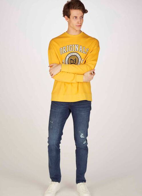Sweat-shirt jaune JACK & JONES pour homme