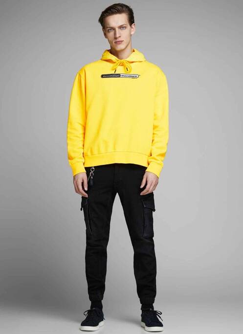 Sweat-shirt à capuche jaune JACK & JONES pour homme