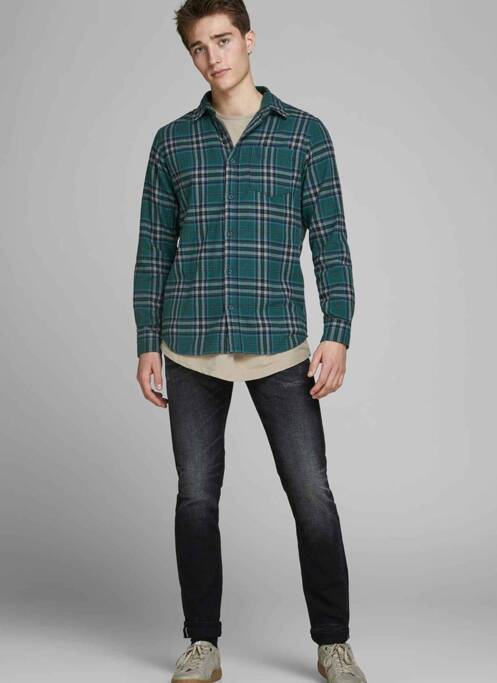 Chemise manches longues vert JACK & JONES pour homme