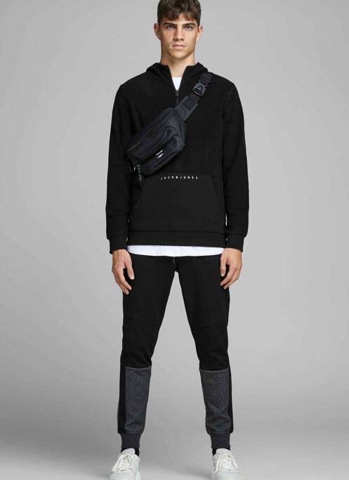 Sweat-shirt à capuche noir JACK & JONES pour homme