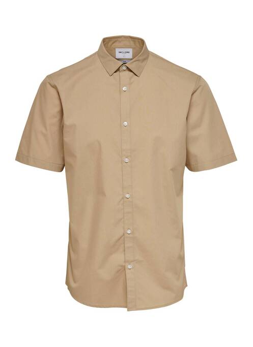 Chemise manches courtes beige ONLY&SONS pour homme