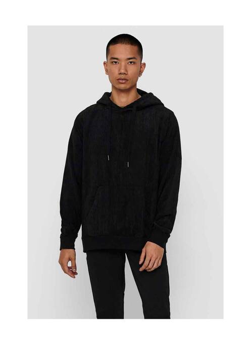 Sweat-shirt à capuche noir ONLY&SONS pour homme