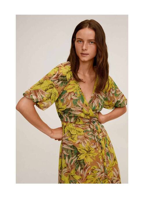 Robe longue jaune MANGO pour femme