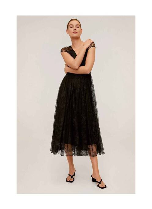 Robe longue noir MANGO pour femme