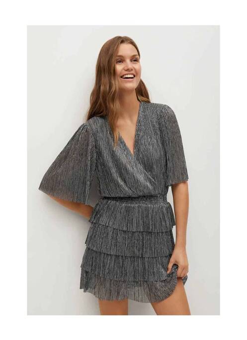 Robe mi-longue argent MANGO pour femme