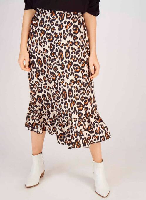 Jupe mi-longue marron ASTRID BLACK LABEL pour femme