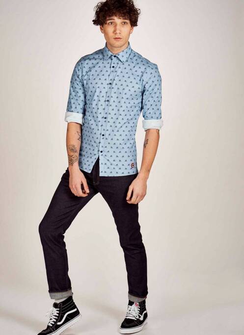 Chemise manches longues bleu CYCLO CLUB MARCEL  pour homme