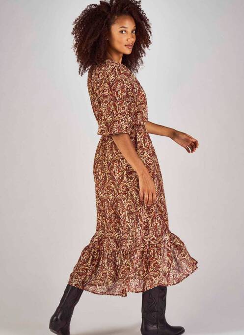 Robe mi-longue marron CLOUDS OF FASHION pour femme