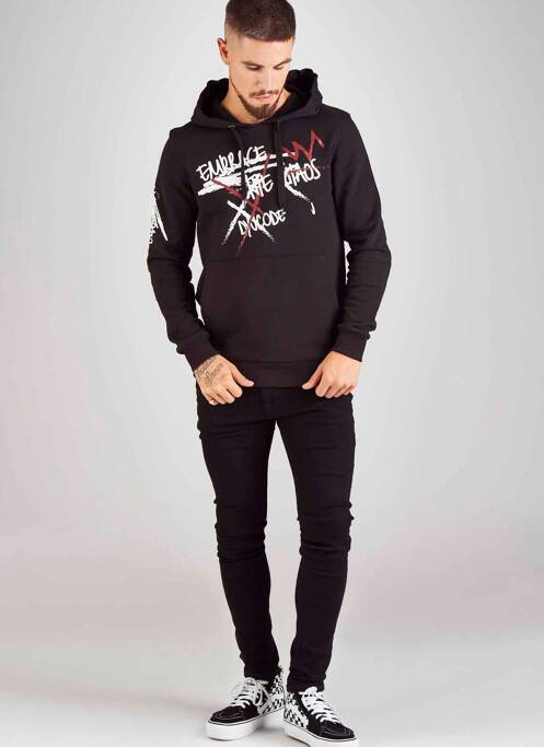Sweat-shirt à capuche noir DYJCODE BY DENNIS PRAET  pour homme
