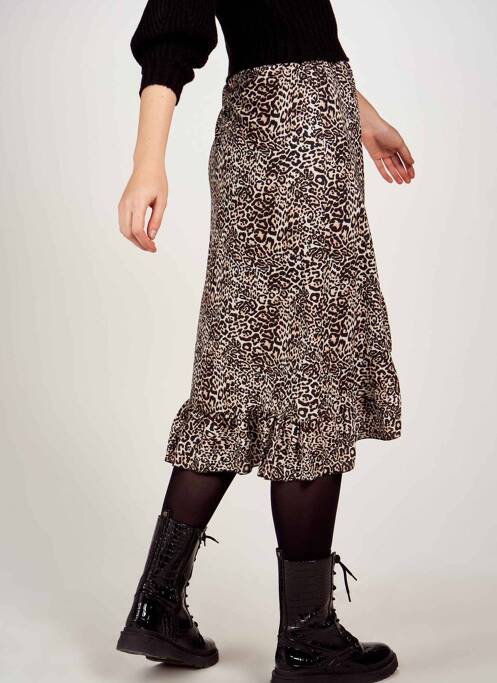 Jupe mi-longue marron HAILYS pour femme