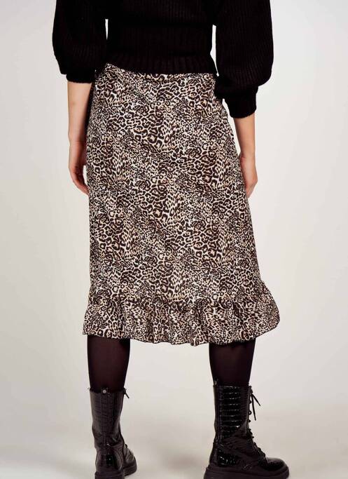 Jupe mi-longue marron HAILYS pour femme