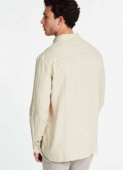 Chemise manches longues beige GUESS pour homme