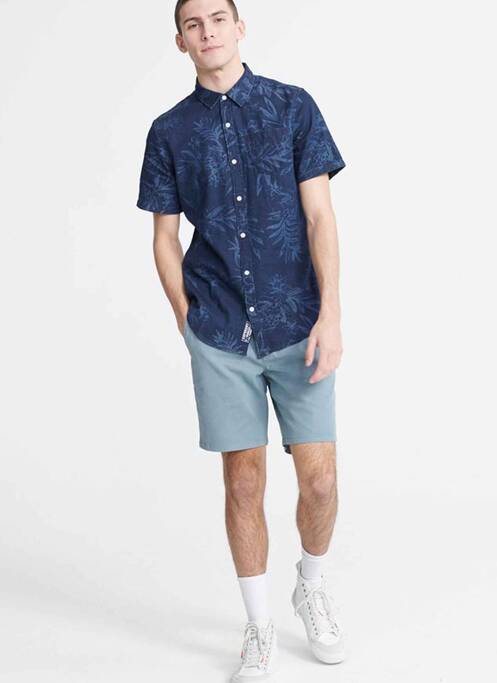 Chemise manches courtes bleu SUPERDRY pour homme