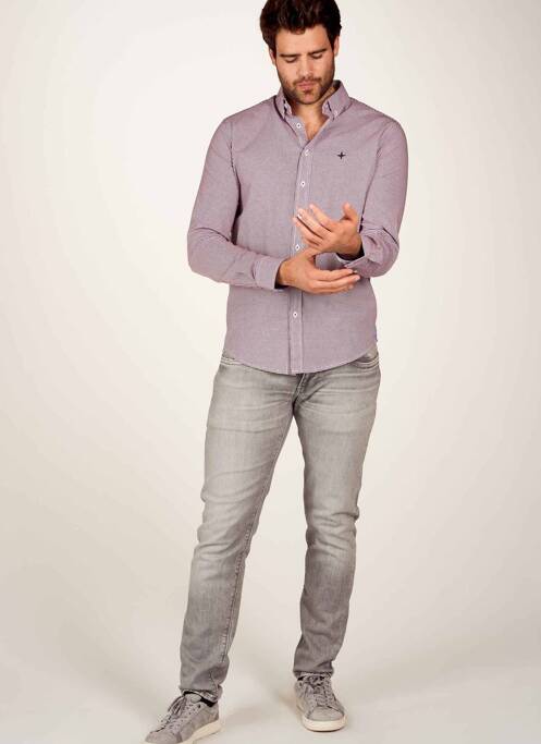 Chemise manches longues rouge HAZE&FINN pour homme