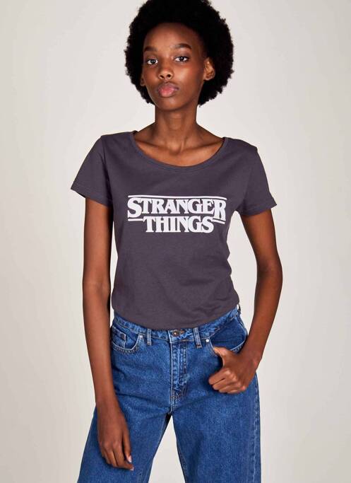 T-shirt noir STRANGER THINGS pour femme
