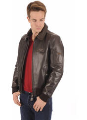 Veste en cuir marron REDSKINS pour homme seconde vue