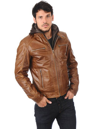 Veste en cuir marron SERGE PARIENTE pour homme
