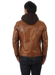 Veste en cuir marron SERGE PARIENTE pour homme seconde vue