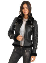 Veste en cuir noir LA CANADIENNE pour femme seconde vue