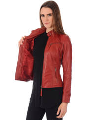 Veste en cuir rouge LA CANADIENNE pour femme seconde vue