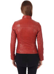 Veste en cuir rouge LA CANADIENNE pour femme seconde vue