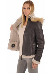 Veste en cuir marron LA CANADIENNE pour femme seconde vue