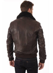 Veste en cuir marron PATROUILLE DE FRANCE pour homme seconde vue