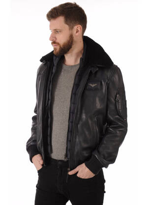 Veste en cuir bleu PATROUILLE DE FRANCE pour homme