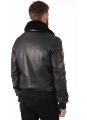Veste en cuir bleu PATROUILLE DE FRANCE pour homme seconde vue