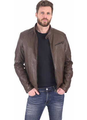 Veste en cuir beige SERGE PARIENTE pour homme
